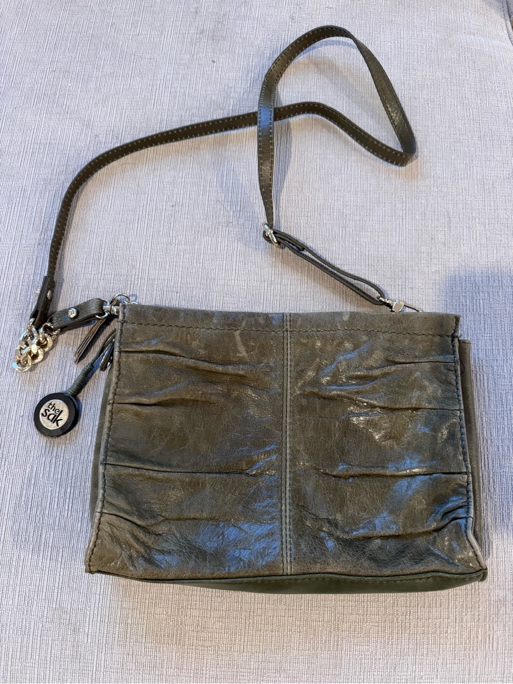 The Sak Distressed Leather Ruched Crossbody Bag Boho Y2K